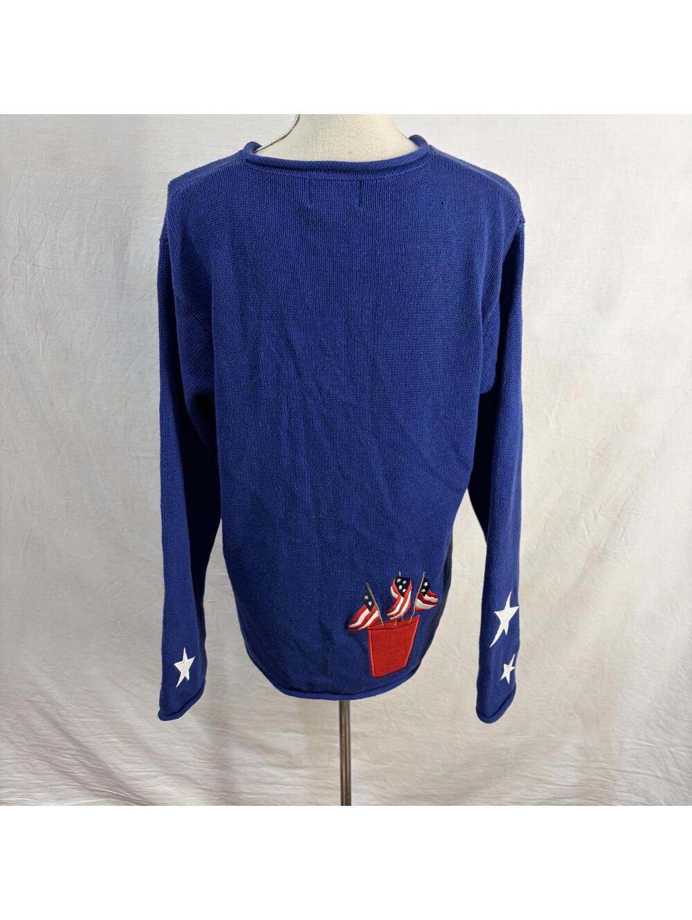 Patriotic American Flag knit cardigan size medium vintage 90s by Quacker Factory - Picture 4 of 6